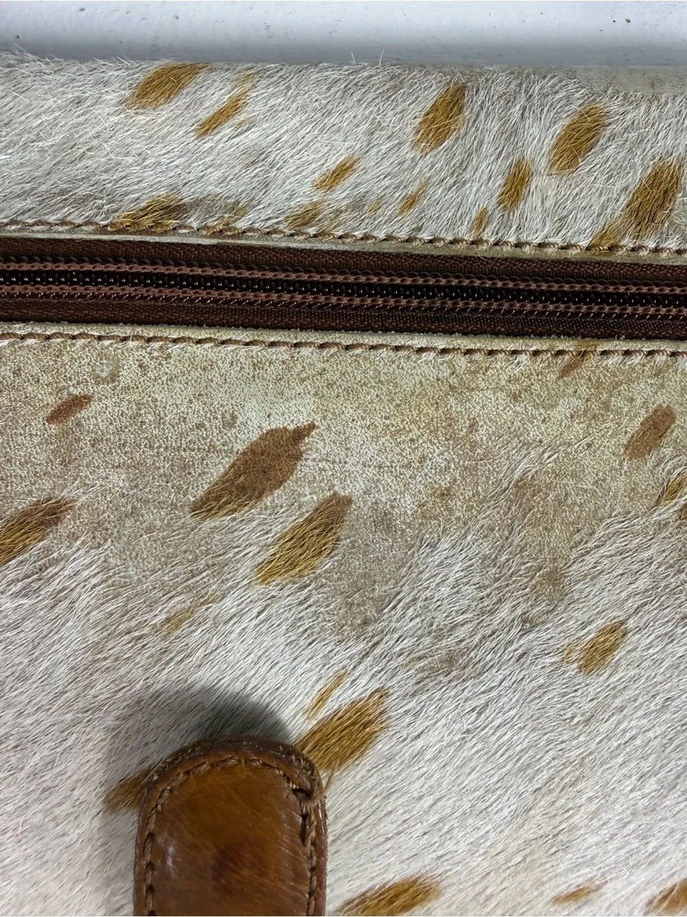 Nocona Tooled Floral Leather Wristlet - Tan with Cream Accent
